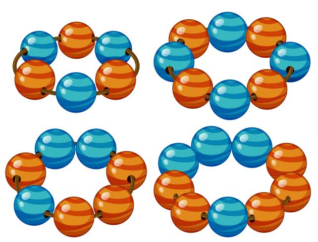 Cuentas redondas en azul y naranja. vector