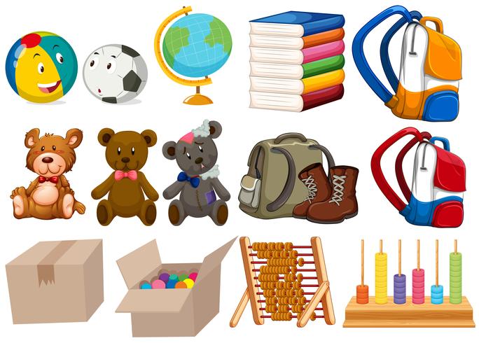 Different kind of toys and stationaries vector