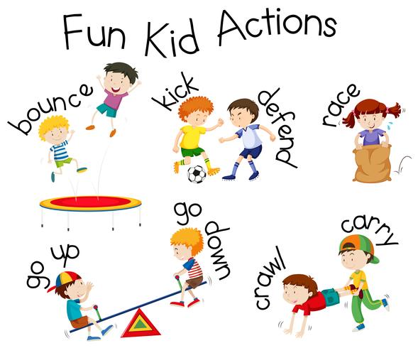 Fun Kid Actions playground illustration  vector