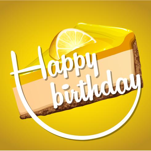 Happy birthday card template with lemon cheesecake vector