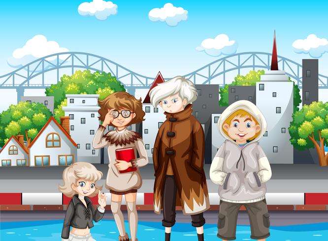 Group of hipster in urban city vector