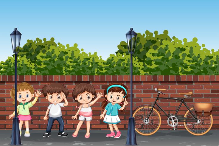 Group of children in street vector