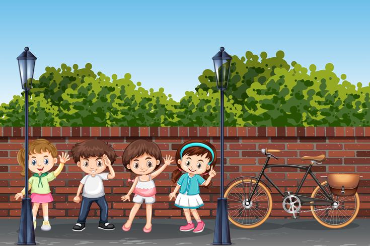 Group of children in street - Download Free Vector Art, Stock Graphics & Images