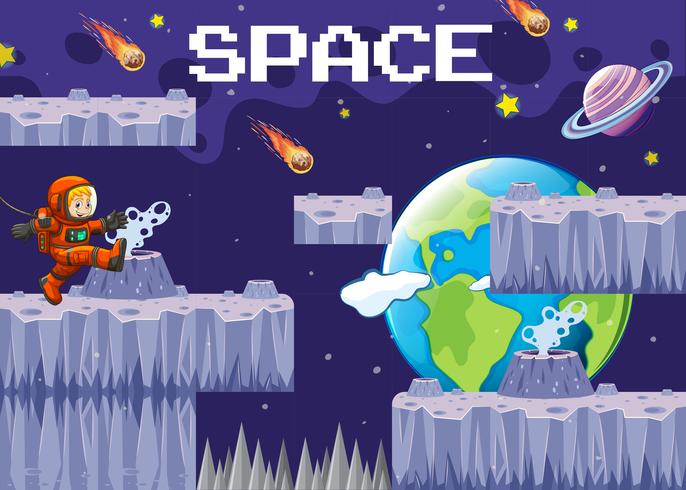 Una plantilla de juego Space Scene vector