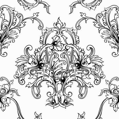 Seamless vector background. Baroque pattern.