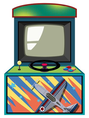 Caja de juego arcade con jet volador. vector