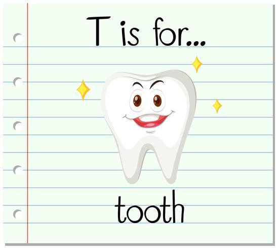 Flashcard letter T is for tooth vector