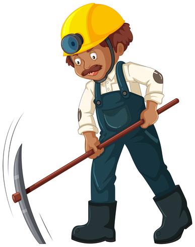 A Mining Worker on White Background vector