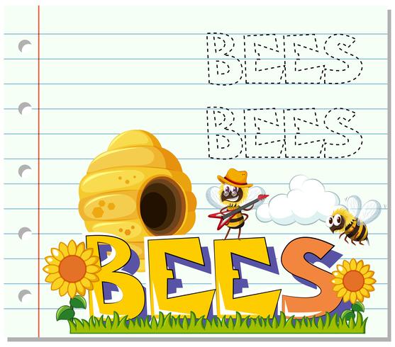 Bees flying in garden vector