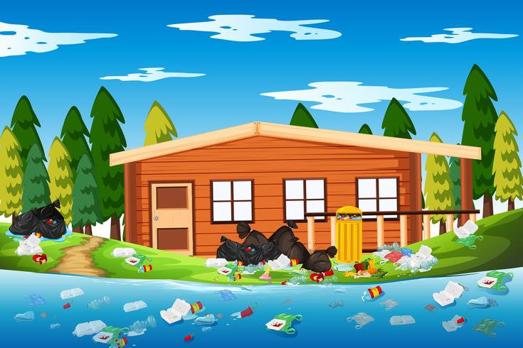 Litter in the log house vector