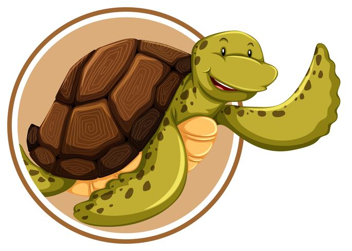 Tortuga de mar en la plantilla de etiqueta vector