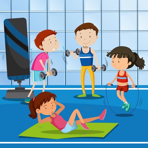 People work out at the gym 296800 Vector Art at Vecteezy