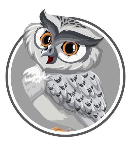 An owl on sticker template vector