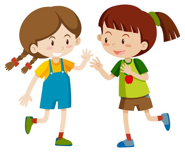 Two happy girls playing - Download Free Vector Art, Stock Graphics & Images