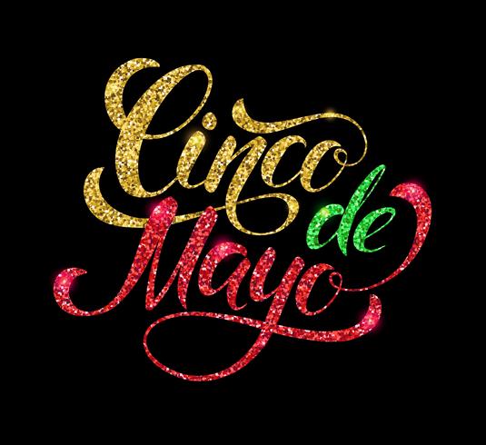 Cinco de Mayo glittering lettering design.  vector