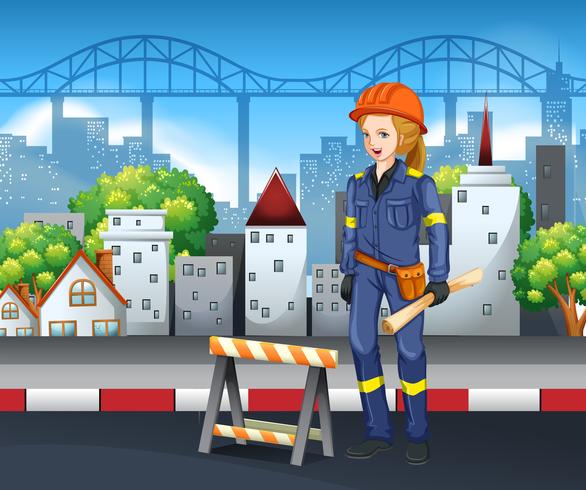 A Construction Worker in City vector