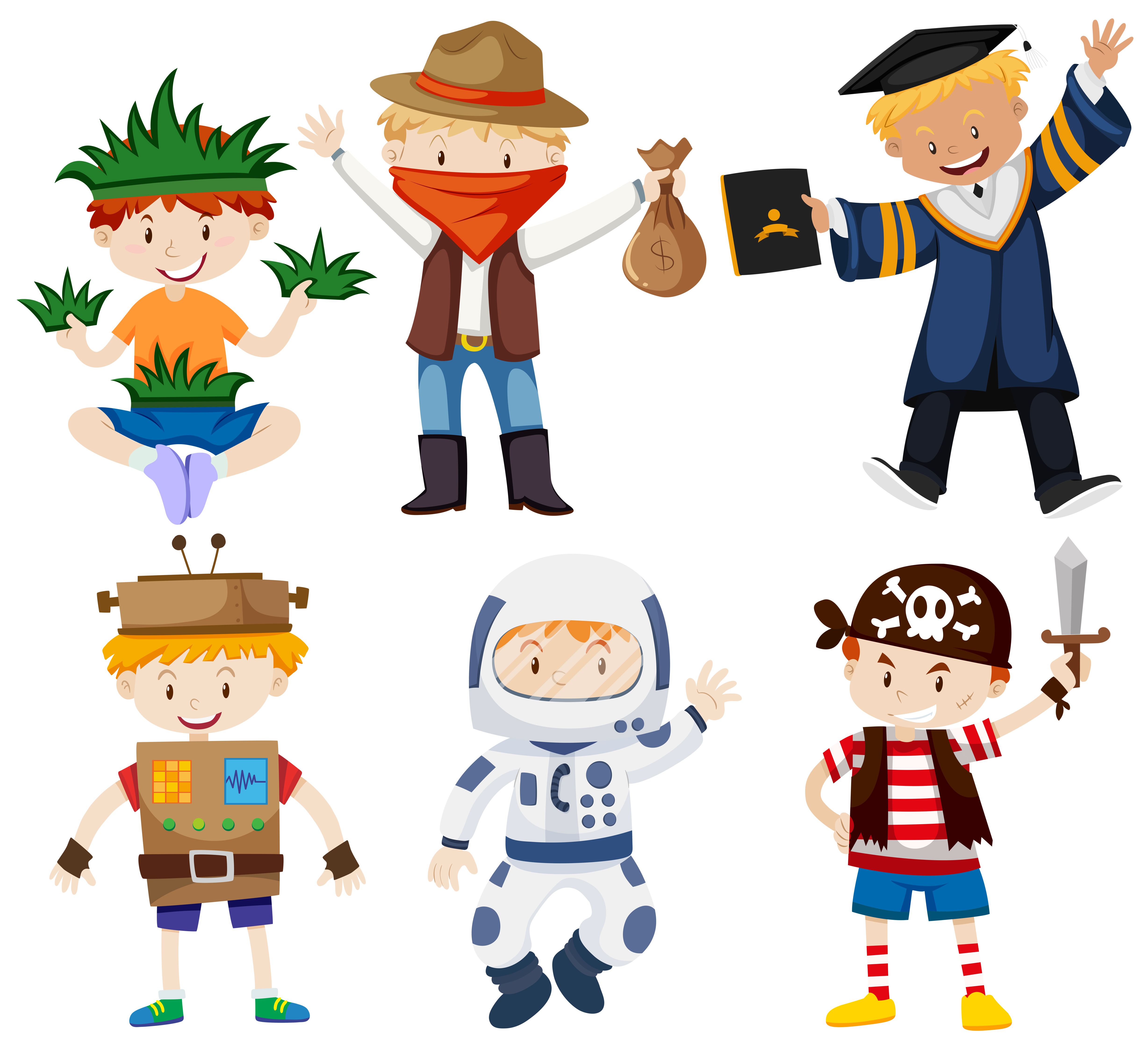 Boys in different costumes 296836 Vector Art at Vecteezy