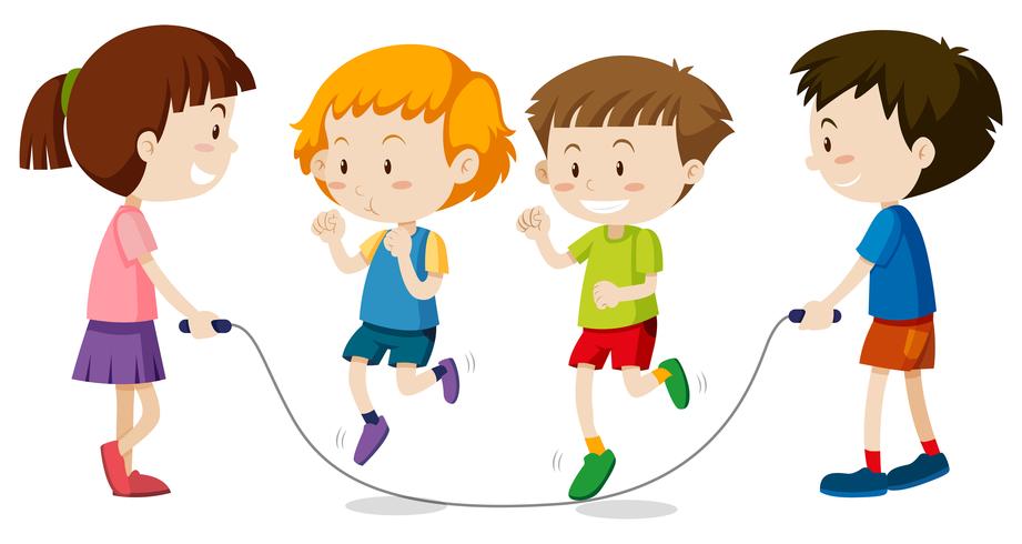 Happy children playing jumprope vector