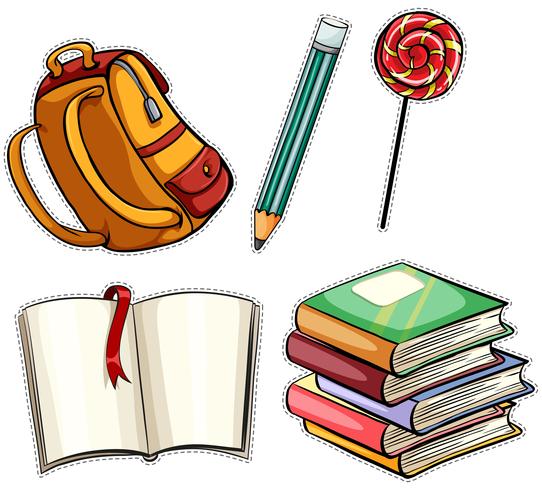 Sticker set with education objects vector