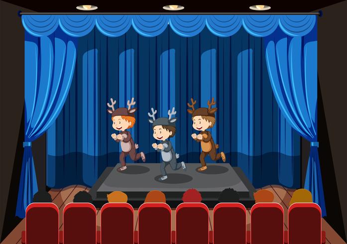 Children performing on stage vector