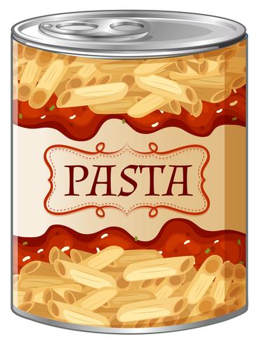 Pasta con salsa en lata de aluminio. vector