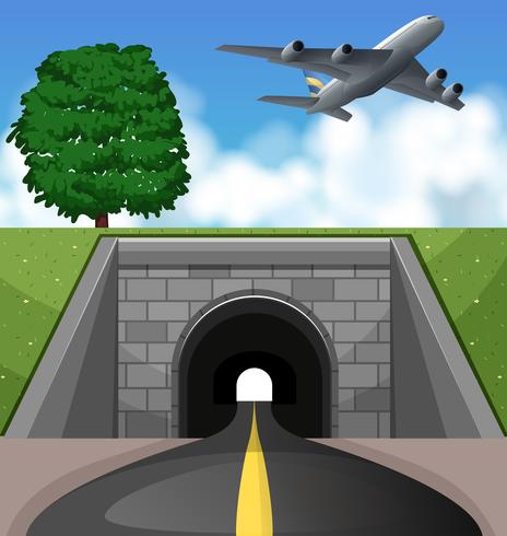 Airplane flying over the tunnel - Download Free Vector Art, Stock Graphics & Images