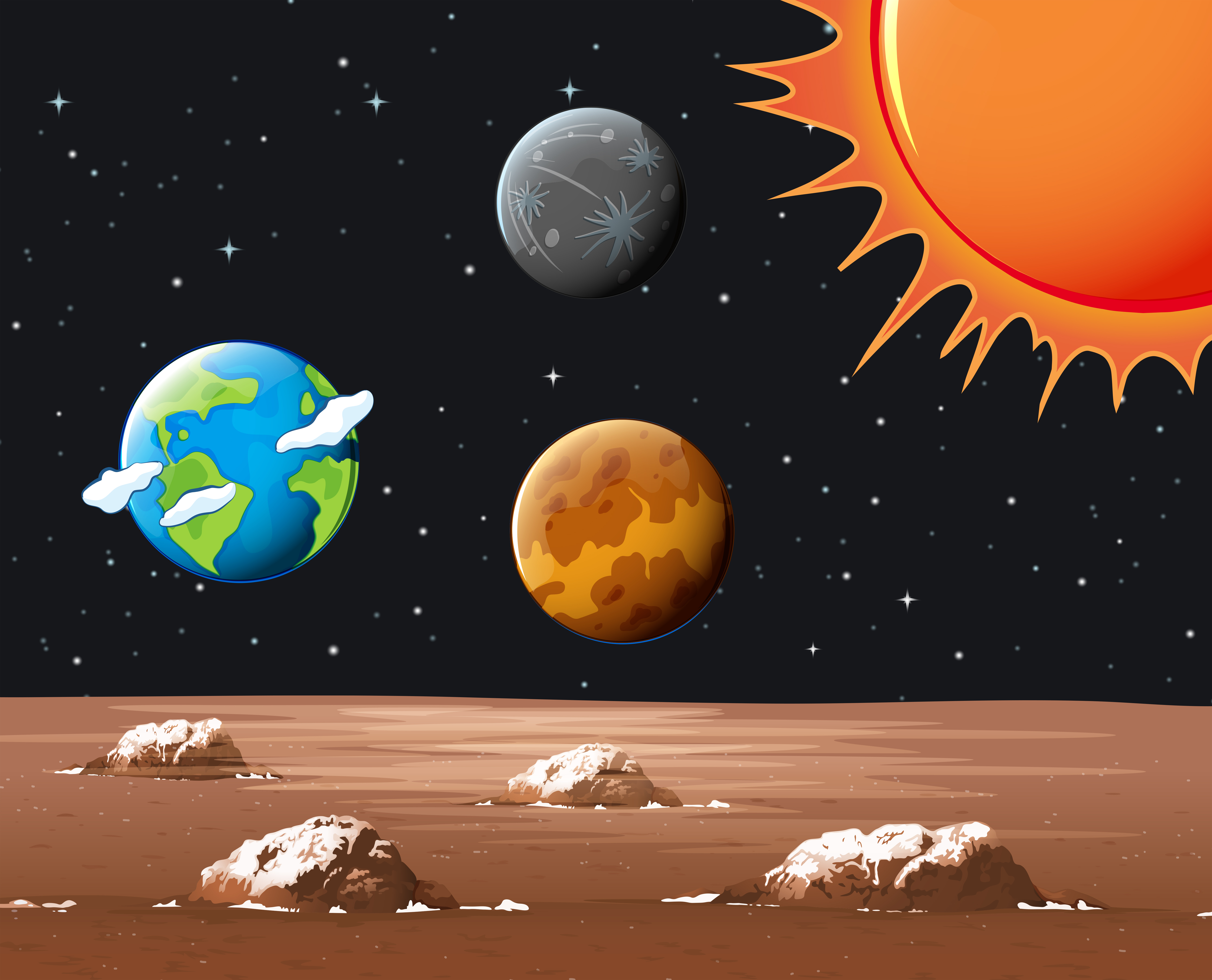 Different in solar system 296893 Vector Art at