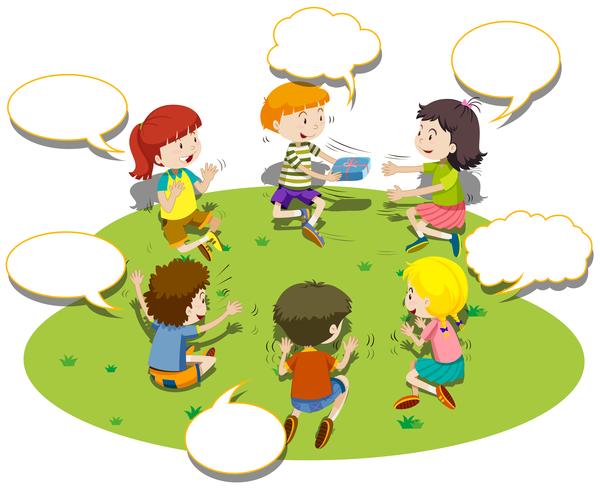 Children sit in circle and play game vector