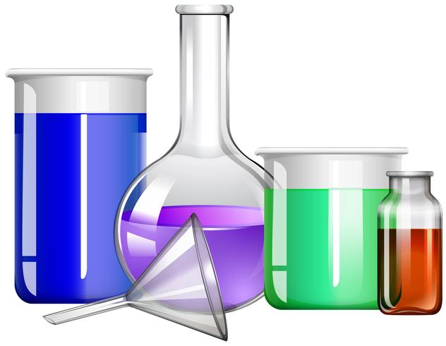 Glass containers with liquid inside vector