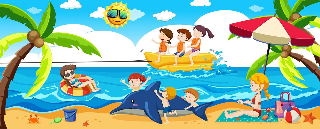 People a the Beach in Summer vector