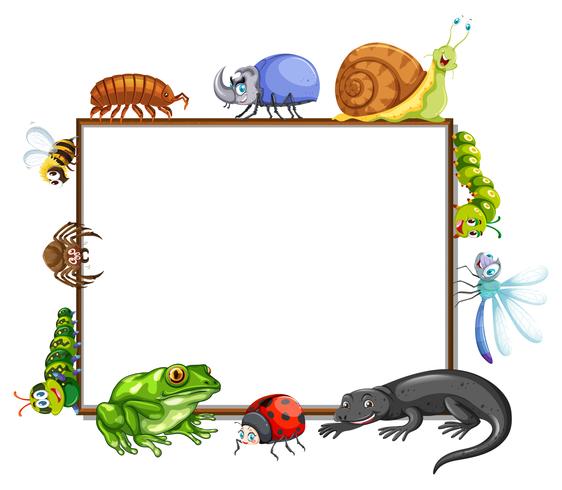 Border template with many insects vector