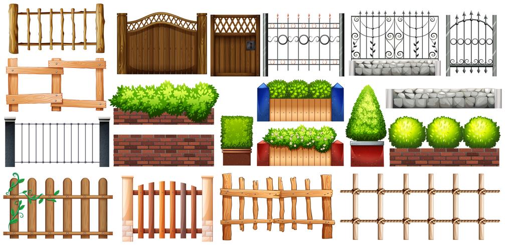 Different design of fence and wall vector