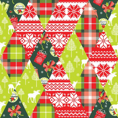 Christmas and New Year patchwork seamless background. vector
