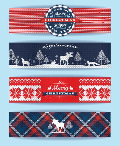 Set de navidad y año nuevo. Plaid y fondos de punto. vector