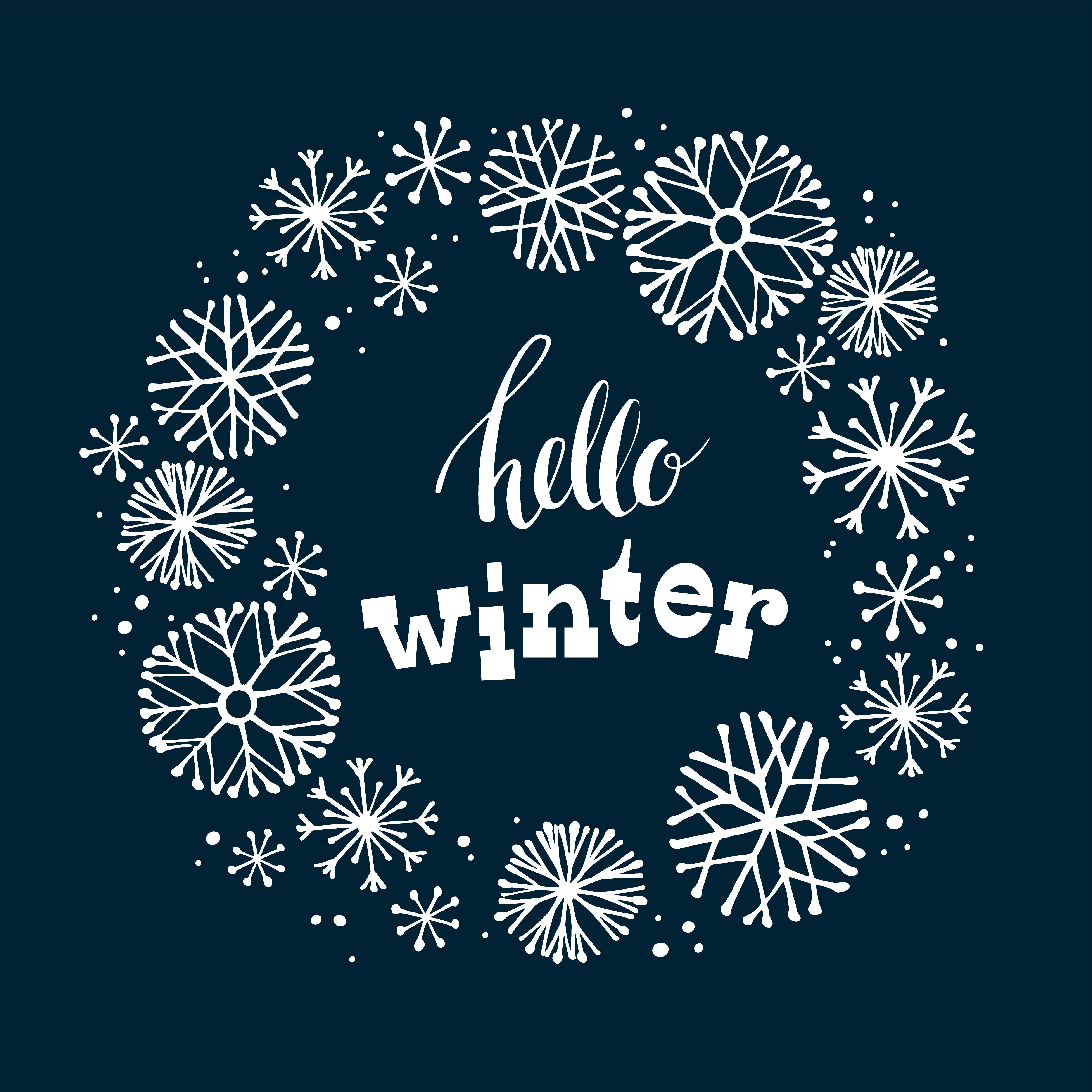 Download Winter lettering design on snow background with hand drawn snowflake frame. 297079 Vector Art at ...