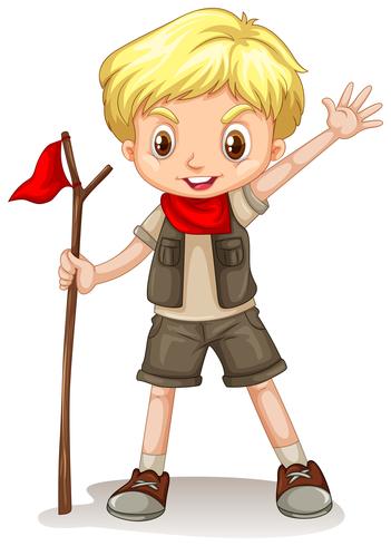 A blonde boy wearing a scout outfit  vector