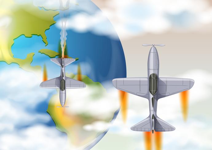 Airplane Above the Earth Top View vector