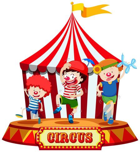 Niños en la etapa de circo vector