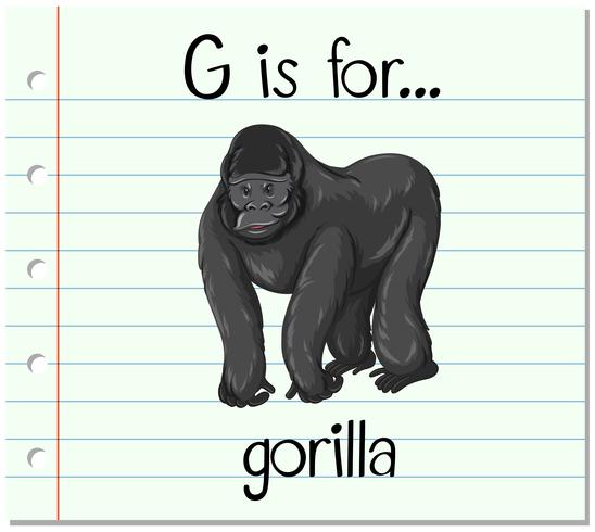 La letra G de la Flashcard es para gorila. vector