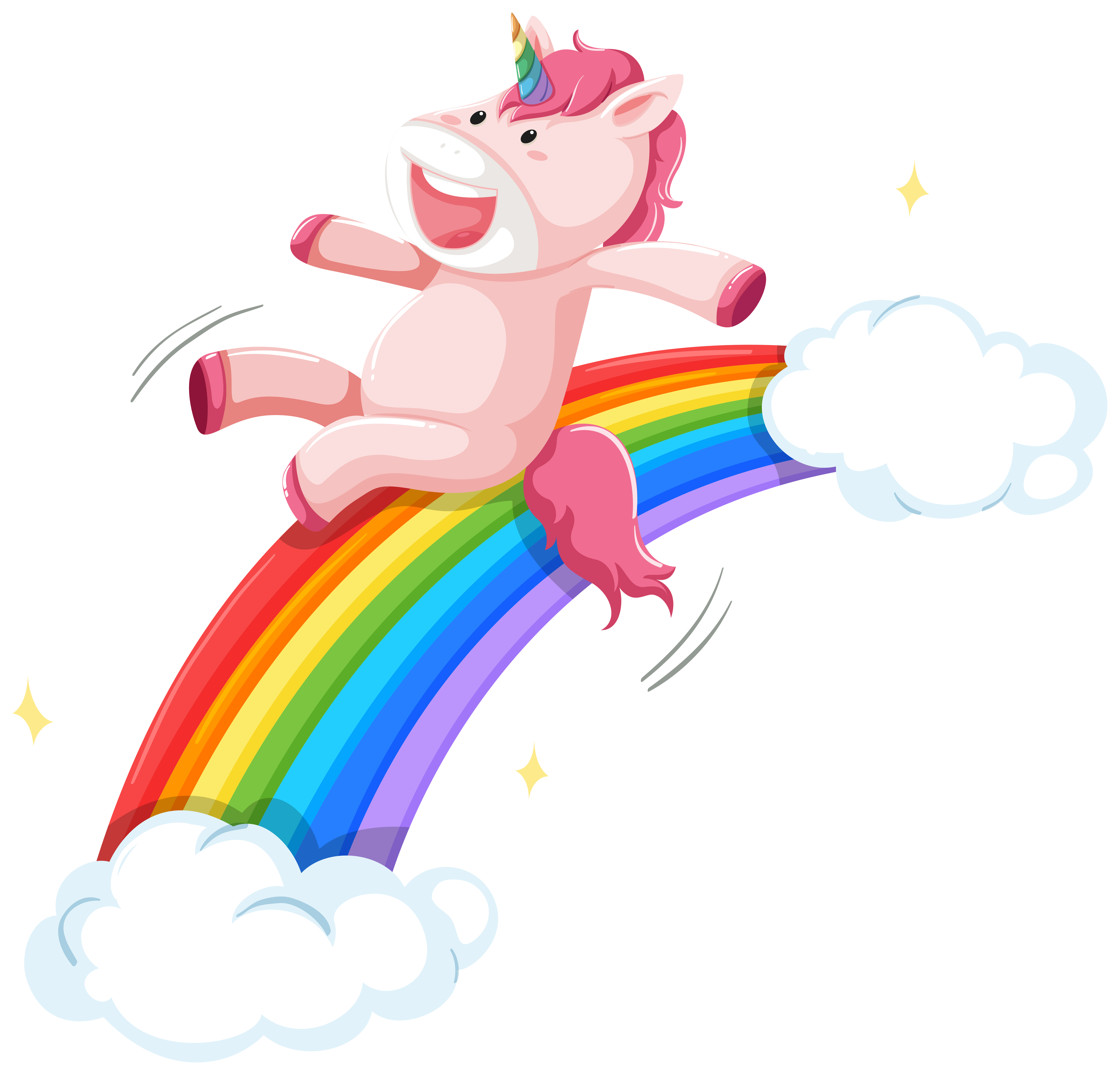 Happy unicorn on rainbow slide - Download Free Vectors ...