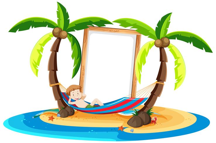 A Boy Resting Under Coconut Tree vector