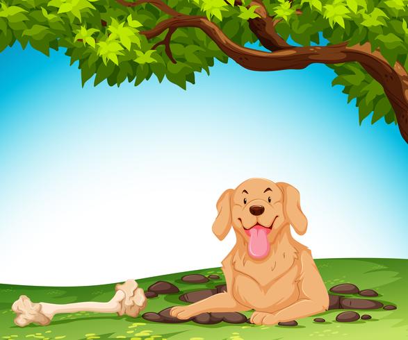 A dog digging the ground vector