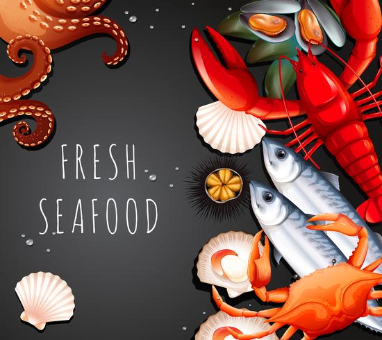 Conjunto de mariscos frescos vector