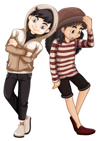 Set of hipster boy and girl vector