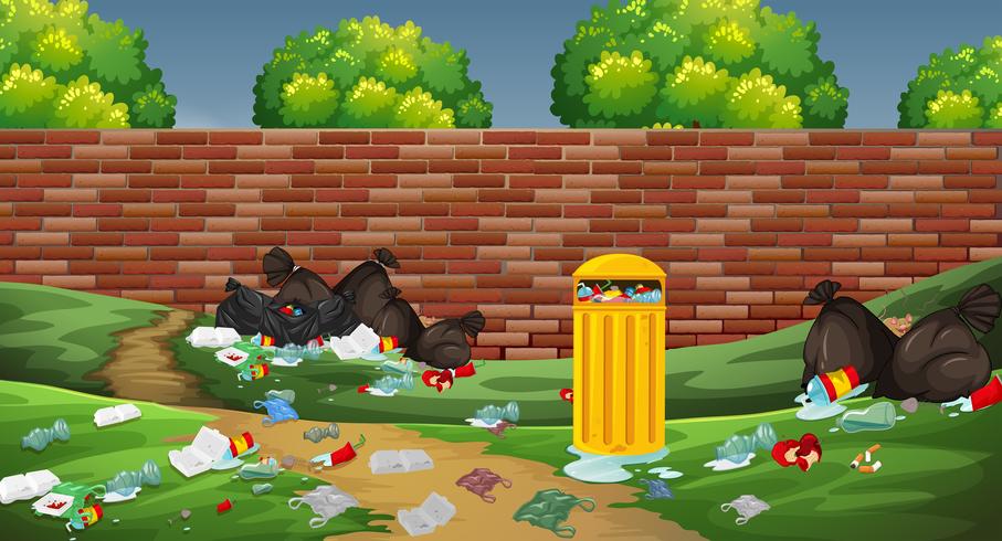 Litter in the park vector