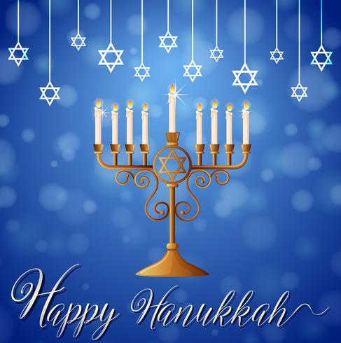 Happy Hanukkah with star symbol and candlelights vector