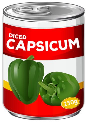 Can of diced capsicum vector