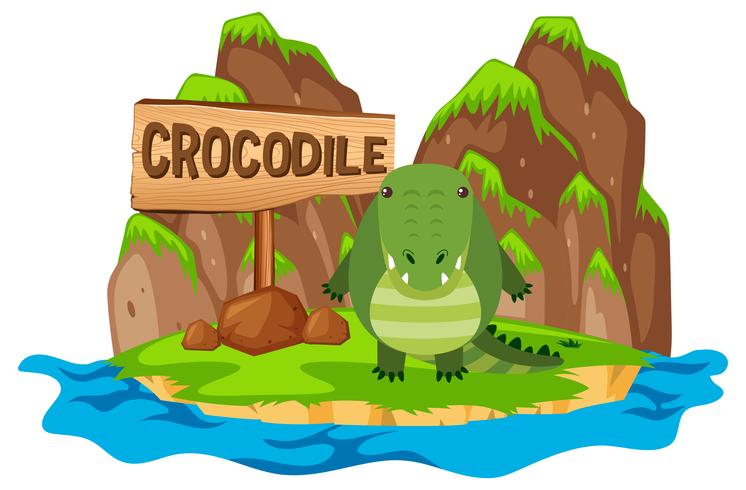 Crocodile on the island vector