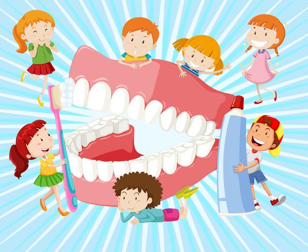 Children with clean teeth vector