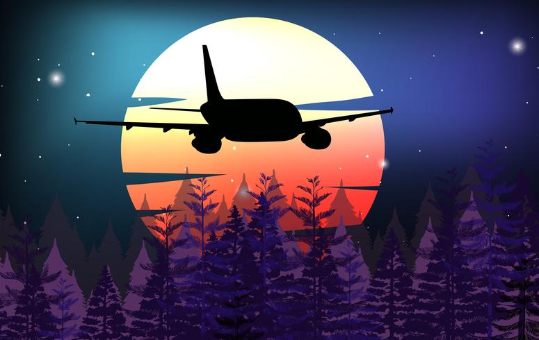 Background scene with airplane flying over forest - Download Free Vector Art, Stock Graphics & Images